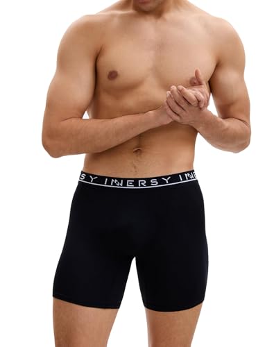 INNERSY Men's Bamboo Viscose Boxer Briefs Breathable Moisture Wicking Underwear 4-Pack3