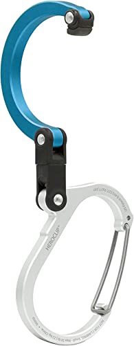 GEAR-AID-HEROCLIP-Carabiner-Clip-and-Hook-Mini-for-Travel-Luggage-Purse-and-Small-Bags-Blue-Steel