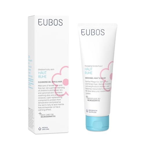 EUBOS Waschgel für Haut und Haare in Ruhe: reinigt sanft trockene Haut von Kindern und Babys auch bei Neurodermitis zur Verwendung als Duschgel oder Shampoo 125 ml