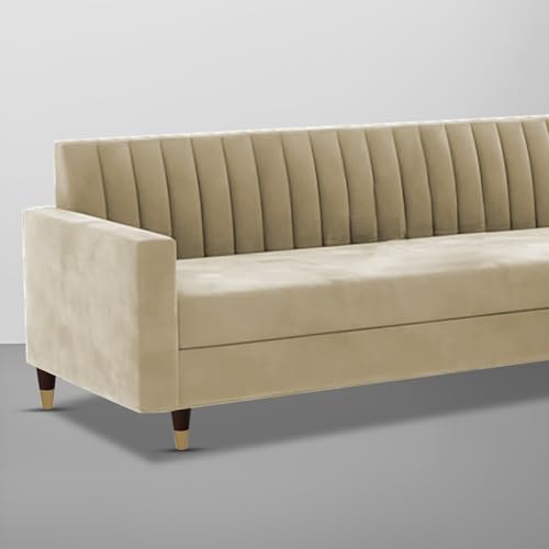 Image of Casaliving Garcia 3 Seater Sofa Set for Living Room (Cream Colour) Premium Fabric Sofa Set