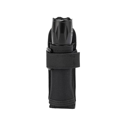 TACNEX Open Top Flashlight Holder Nylon Pouch Duty Belt MOLLE Torch Holster Tactical Light Carry Case Tool Carrier Gear Sheath Belt Clip Strap (Short(Height: 5")) Cover