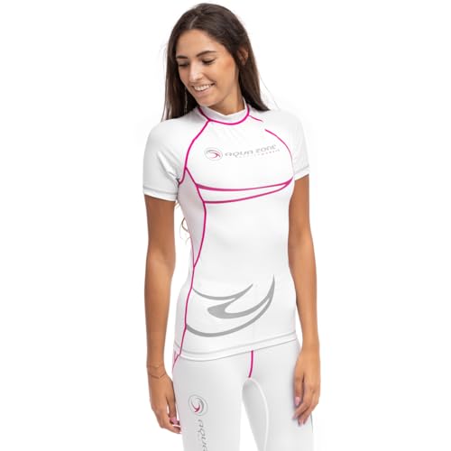 T-shirt compressif femme AQUAZONE blanc manches courtes taille S pour le sport