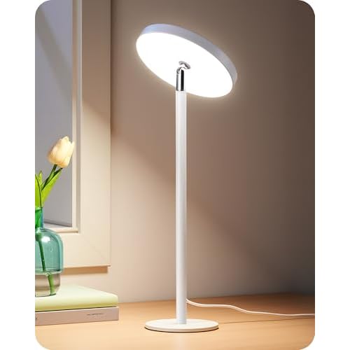 EDISHINE LED Table Lamp with 2 Adjustable Height, 5%-100% Dimmable & 3 Color Temperature, Touch Control, Modern Desk Lamp for Home Office, Living Room, White