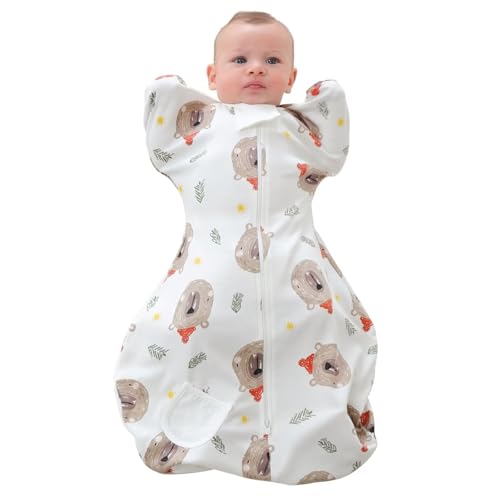 Image of LOVABYLUCK Baby Transition Swaddle Sleep Sack with 2-Way Zipper Self-Soothing Swaddle 100% Cotton Soft Comfortable Transition Sleep Sack