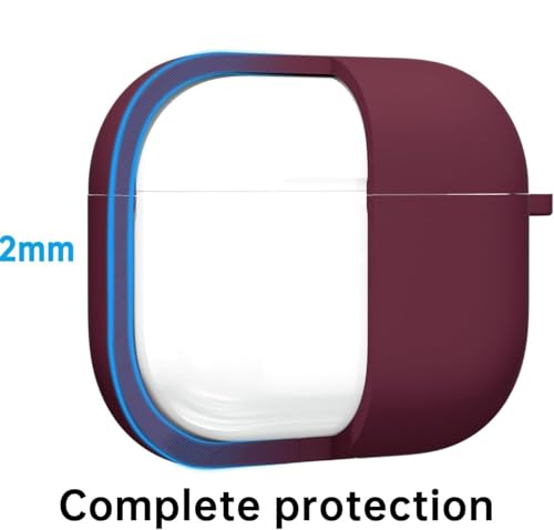 Image of Meyaar for Apple AirPods Pro 3 Case Cover with Keychain, Soft Skin Silicone Case Cover, Full Protective Case Cover Compatible with AirPods Pro (3rd Generation) Case 2025 (Burgundy)