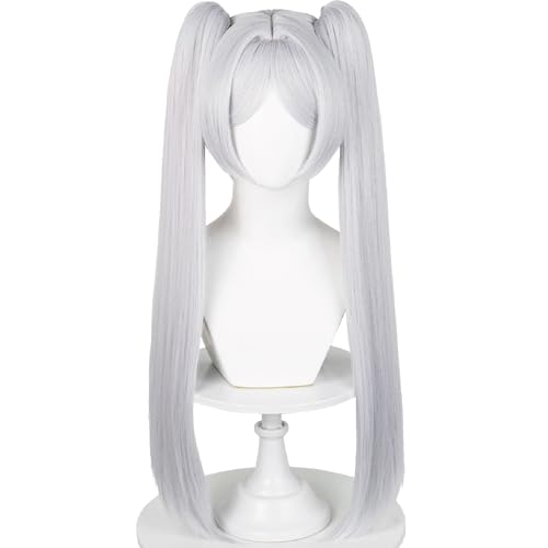 frieren cosplay wig for sousou no frierenn long silver white wigs ponytails  wig cap for frieren beyond journey39s end halloween christmas costume party