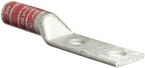 BURNDY 350 kcmil Two-Hole Lug Compression Connector, Straight Barrel, Red