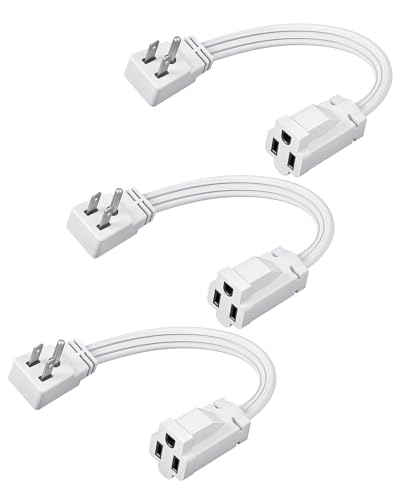 DEWENWILS Rallonge 1 FT 3 broches 14/3 3 pièces blanc