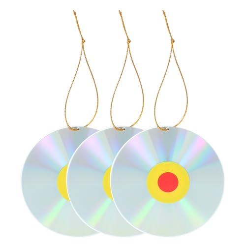 jojofuny Discos Reflectantes Ahuyentadores de Pájaros para Jardín 3 Piezas, Decoración Colgante Doble Cara, Herramienta Ecológica para Proteger Árboles Frutales y Patios al Aire Libre