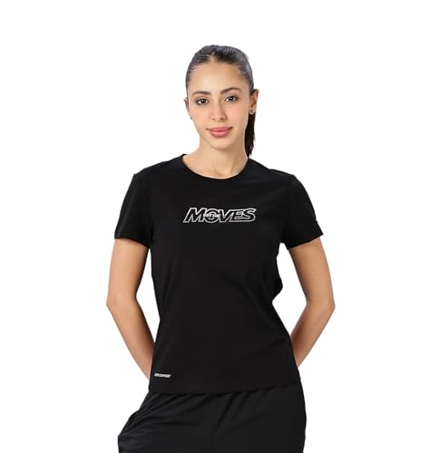 XTEP Women's Training T-Shirt Cool & Comfortable Dailywear | Quick Dry Breathable T-Shirt | Gym Running Workout | Black XL