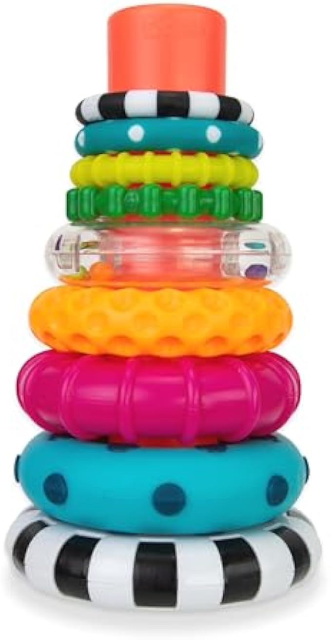 Sassy Stacks of Circles Stacking Ring STEM Learning Toy, Age 6+ Months, Multi, 9 Piece Set