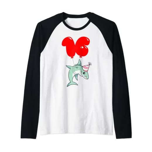 Lindo tiburón - 16 Cumpleaños - Fiesta De Globos Camiseta Manga Raglan