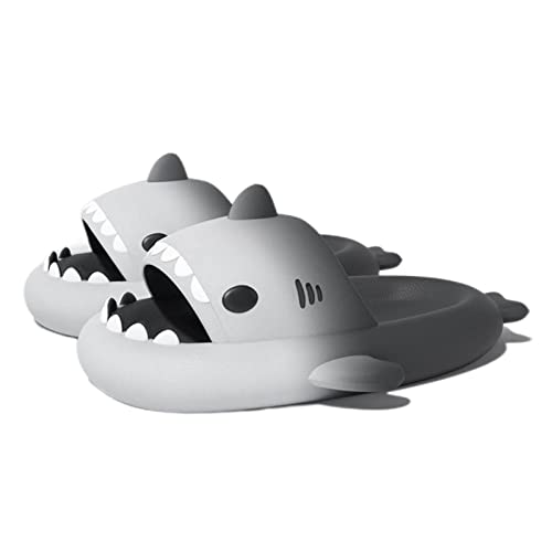 Zureto Shark Slides, Cute Cloudy Shark Slides Adult, Shark Two-Tone Shoes Unisex (Grey Black, adult, women, numeric_11, numeric_range, uk_footwear_size_system, numeric_11_point_5, medium)