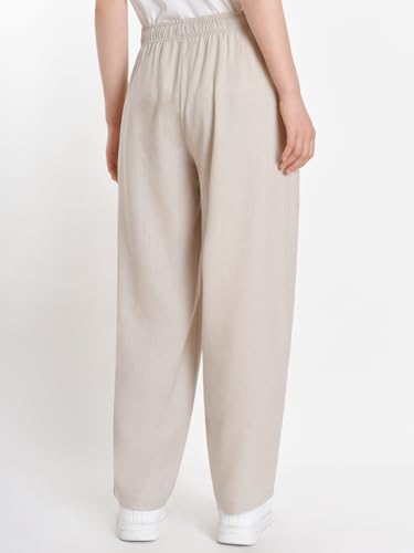 Weintee Women's Petite Linen Pants Barrel Leg3