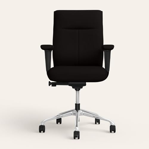 Image of Interio by Godrej La Sede Full Back Leather Executive Chair Black Ink, 5 Position Tilt Limiter