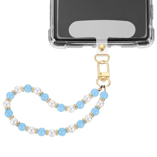 Pearl dragonne de téléphone cordon perle bleu blanc pour portefeuille