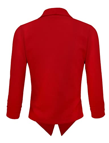 Womens Casual Work Office Open Front Blazer Jacket With Removable Shoulder Pads Jk1133 1073T Red Xl #TOP2