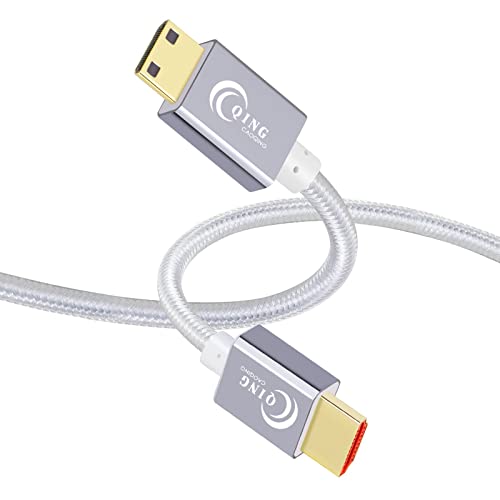 Câble Mini HDMI vers HDMI 2m, QING CAOQING Nylon tressé Câble Mini HDMI Cover