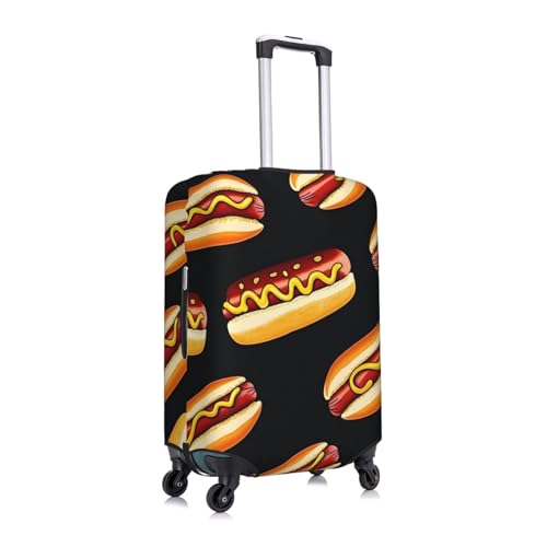 Food Hot Dogs Elastic Travel Luggage Cover, Washable Spandex Suitcase Protector, Anti-Scratch Fits 18-32 Inch3