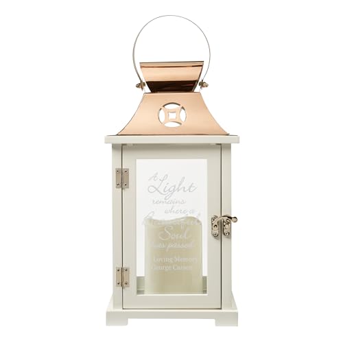 Let’s Make Memories Personalized Memorial Lantern - Sympathy - Condolences - LED Candle - Automatic Timer - Wood/Stainless Steel - Copper Finish - A Light Remains