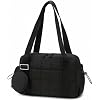 Mini Gym Bag for Women, Small Gym Tote Bag Puffy Quilted Sports Duffel Bag with Wet Compartment and Coin Purse Duffel Bags Dance Yoga Workout Bag for Gifts (All Black, Mini-12.6″)