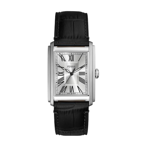 FOSSIL Orologio Carraway da uomo, Movimento al quarzo a tre lancette con cinturino in pelle o acciaio inossidabile, 30 mm, Grafite