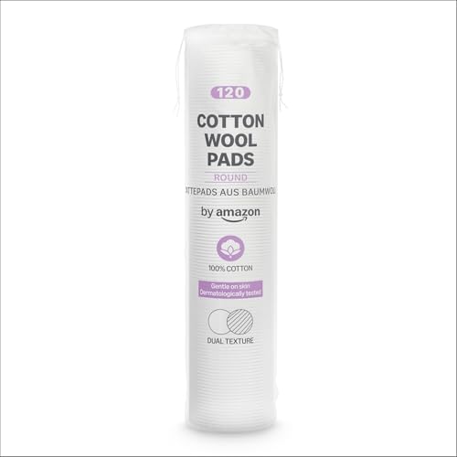 by Amazon Wattepads, doppelte Textur, 100{153f2c2c72eb3c40d9aa9e04bc0341ca4d8e8353b470e75fafa3840098713972} Baumwolle, 120 Pads by Amazon Wattepads, doppelte Textur, 100{153f2c2c72eb3c40d9aa9e04bc0341ca4d8e8353b470e75fafa3840098713972} Baumwolle, 120 Pads