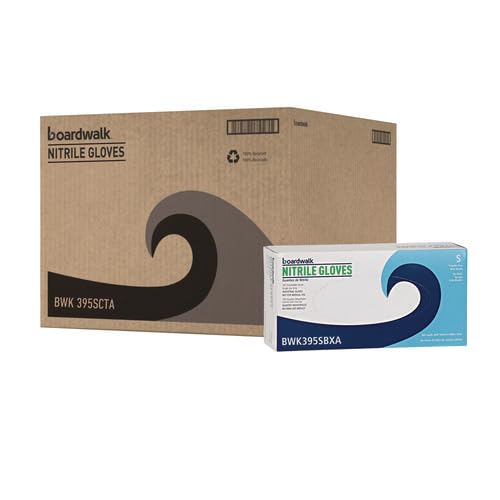 Boardwalk Disposable Powder-Free Nitrile Gloves, Small, Blue, 5 mil, 100/Box, 10 Boxes/Carton