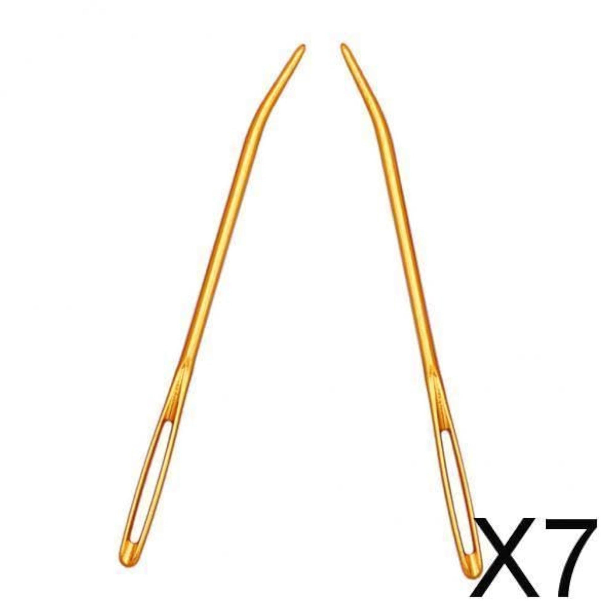 7x2pcs Aluminium Large-Eye Bent Tip Tapestry Darning Needles