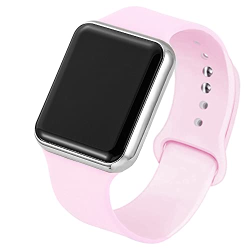 Reloj para niña Relojes para niñas Relojes Digitales para niños Reloj de Silicona LED Relojes de Regalo para niñas (Color : Pink Silver)