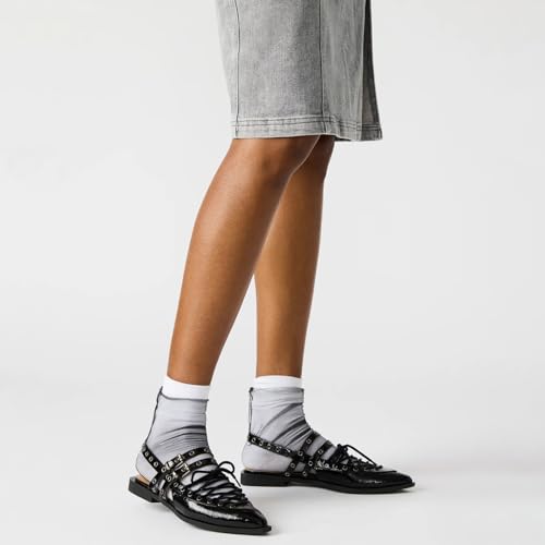 Yishaweiqi Ballet Flats Shoes for Women Pointed Toe Slingback Flats Buckle Strap Ballerina Shoes Casual Mary Jane Flats2