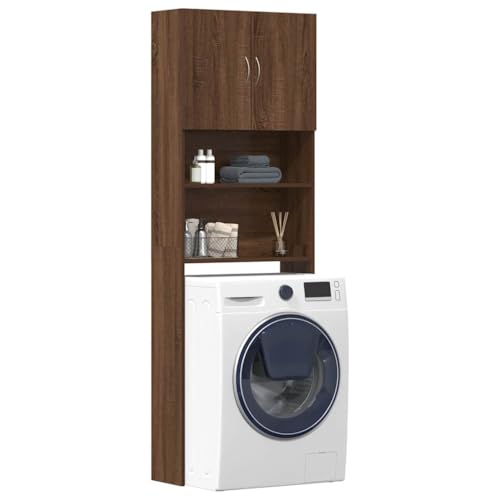 Xichuzi Armario de Lavadora Madera ingeniería Roble marrón 64x24x190 cm, Mueble Baño, Mueble Auxiliar Baño, Armario De Baño, Mueble Bajo, Mueble Lavabo - 859133