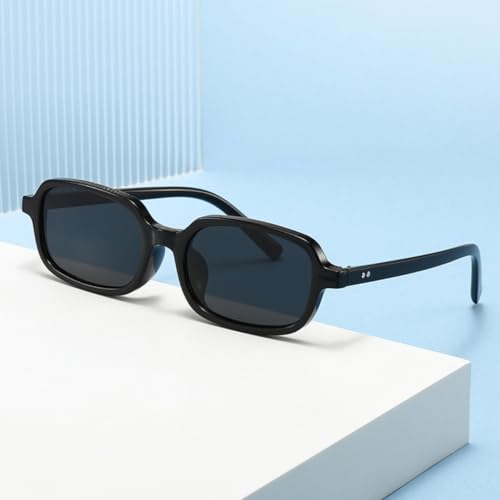 Lunettes de soleil rectangulaires UV400 tendance rétro avec rivets champagne