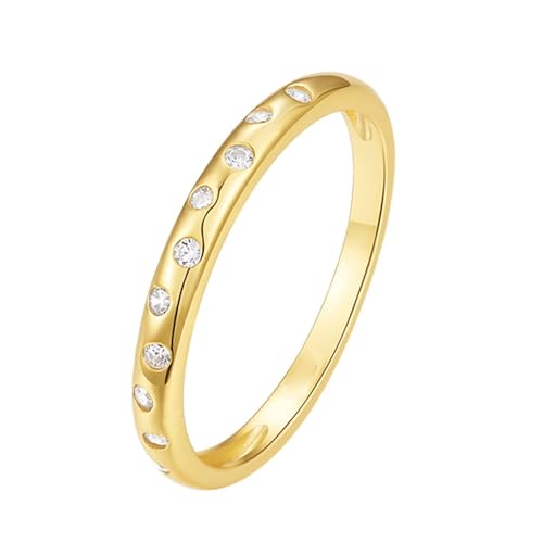 Anillo para hermana moderna en oro amarillo de 14K con moissanita