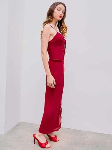 CIDER Mesh Sweetheart Top & Split Maxi Skirt4