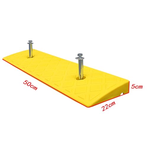 Rampa de umbral de plástico, rampa para puertas con superficie antideslizante, resistente al frío y calor, adecuada para sillas de ruedas y scooters (2 piezas) color amarillo 50 x 22 x 5 cm miniatura 2