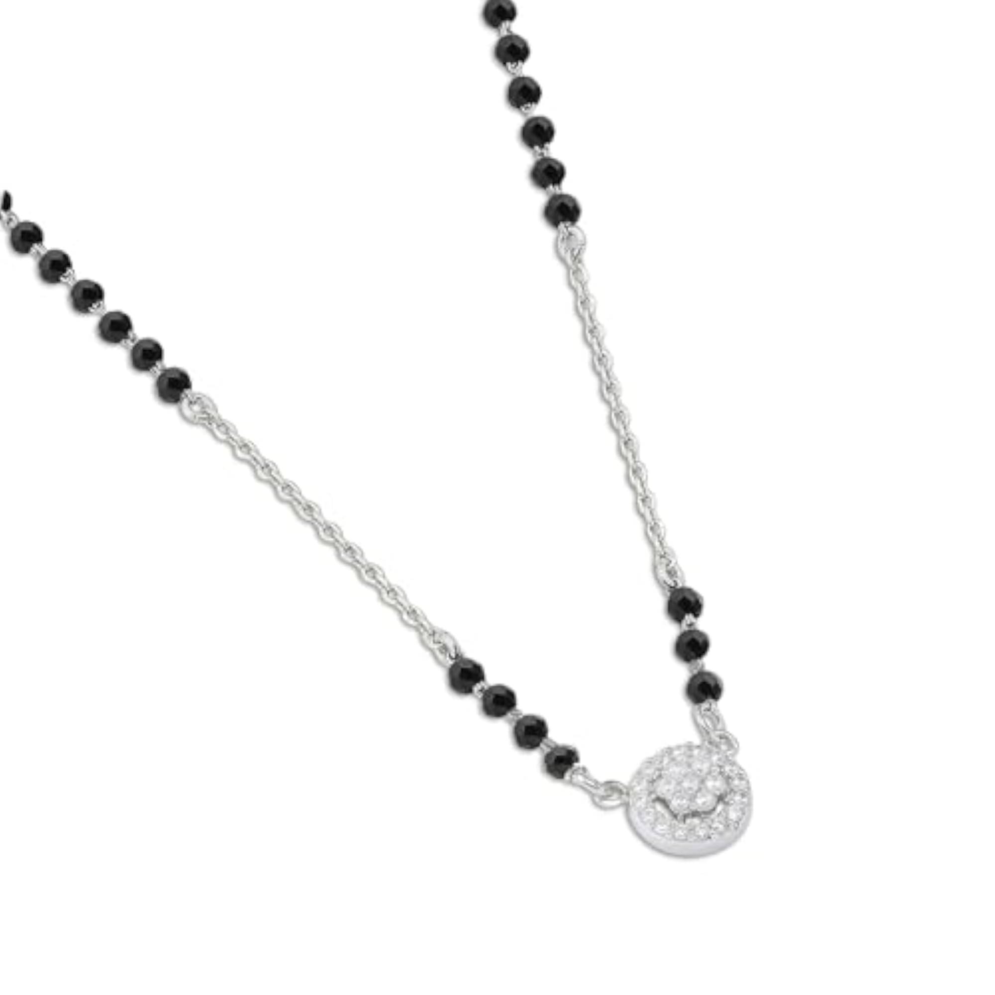 925 Sterling Silver CZ Floral Mangalsutra, Elegant Design