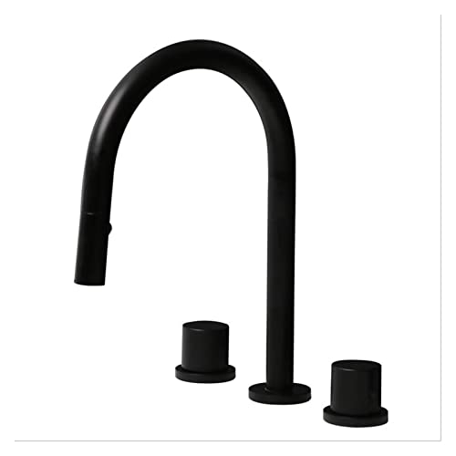 Robinet de lavabo anti-calcaire mitigeur à trois trous noir
