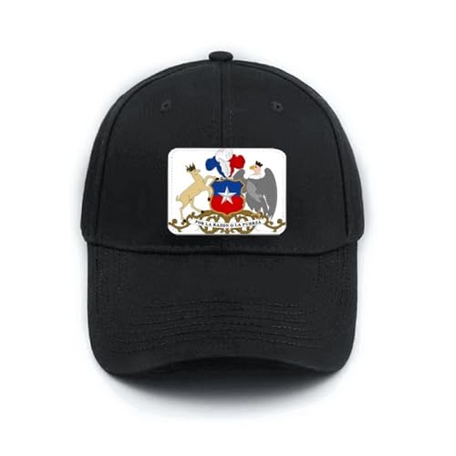 Casquette de baseball noire Chili avec blason national et taille réglable