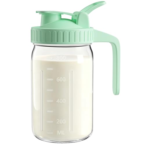 Image of 32oz Breast Milk Pitcher with Lid – Leak-Proof & Airtight Glass Storage Container, Breastfeeding Essentials for Breastmilk, Wide Mouth Mason Jar Pitcher, Fast Formula Maker