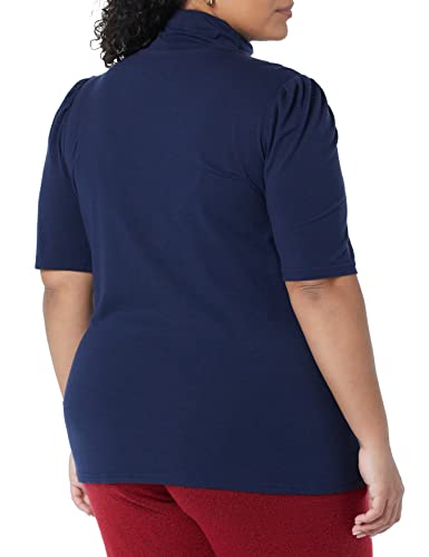 Image of Amazon Essentials Women's Cotton Modal Draped Puff Sleeve Turtleneck