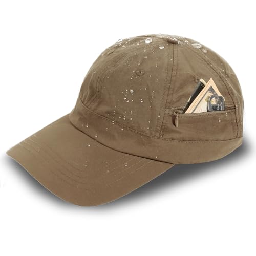 Image of Mens Waterproof Baseball Cap Womens Rain Hat Quick Dry Running Hat with Sweatband Outdoor Golf Breathable Sports Cap