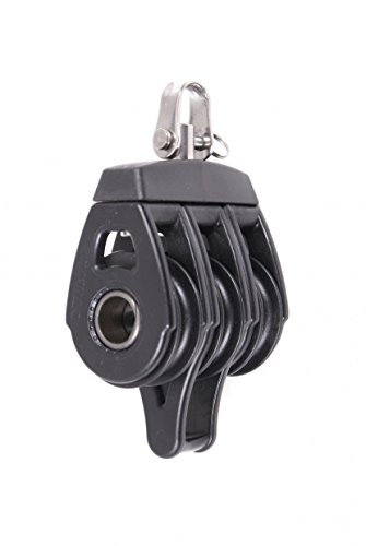 Nautos 92069-Organic line-Triple Swivel with Becket- 40 mm sheave Diameter-Aluminum & Composite for Less Friction and high Resistance. Sailboat Hardware