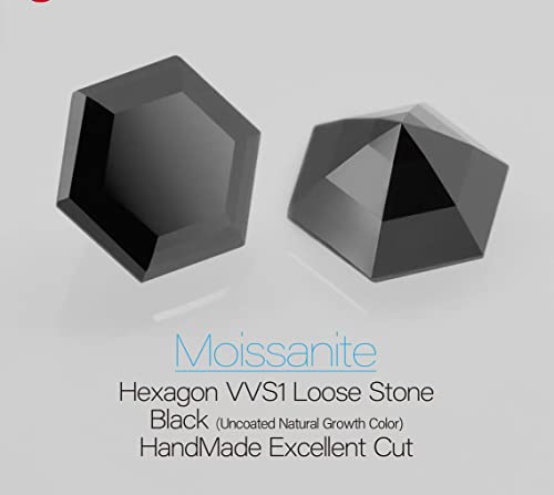 Loose Moissanite 3 Carat, Black Color Diamond, VVS1 Clarity, Hexagon Cut Brilliant Gemstone for Making Engagement/Wedding/Rings/Jewelry/Pendant/Earring/Necklaces Handmade Moissanite2