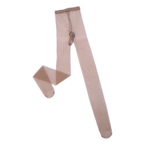Freebily Collants Homme avec Pied Voile Uni sous-vêtement Pénis Poche Transparent Doux Respirable Pantalon Pyjama Lingerie de Nuit Club Marron Taille Unique
