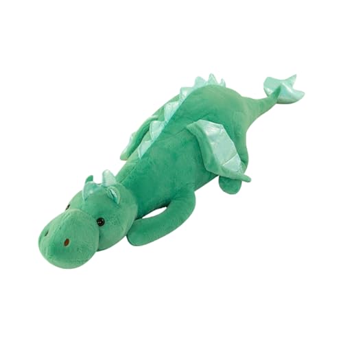 Peluche Dragon Allongé 60cm, Dragon Agneau Doudou Super Doux, Coussin Enfant Forme Dragon Rose&Vert, Jouet Peluche Garçons Filles (Vert)