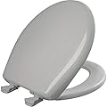 Bemis Classic Colors Slow Close Toilet Seat, Easy Clean Hinges and Durable Plastic Seat, Round, Silver