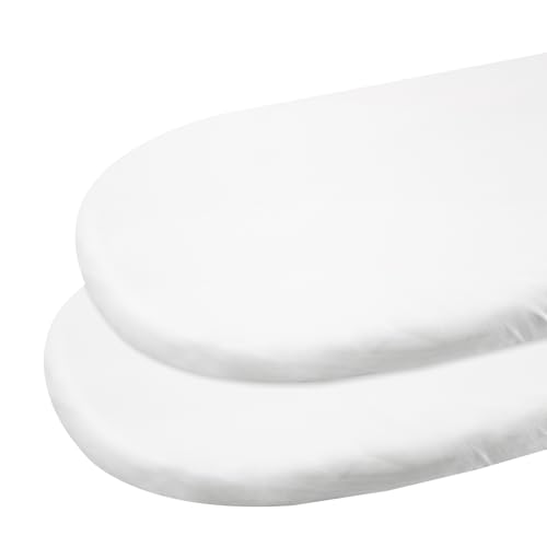 Image of Gllquen Baby Bassinet Sheets 2 Pack, 100% Organic Cotton Bassinet Fitted Sheets for Girls Boys, Soft & Breathable Unisex Baby Mattress Sheet for Standard Bassinets 33"x17"(White)