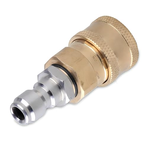 Image of Pressure Washer Adapter 1 /4 Inch Quick Connect Coupler, Female Quick Socket with Male Plug Connector, High Pressure Hose Fitting for Car Cleaning, Power Washing Machine & Foam Cannon