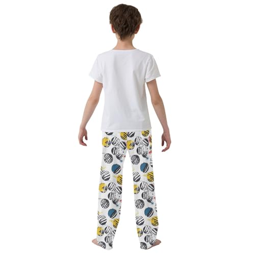 Seamless Sport Pattern with Balls Pajamas Bottoms with Pockets Comfy Pjs Sleepwear Elastic Waistband Pajamas Pants Lounge Pants for 6-14 Years3